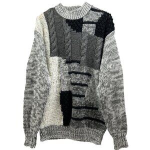 Vtg Oakton Limited Handknit Sweater Mens 2XLT Chunky Cable Knit Granpa Core Fall
